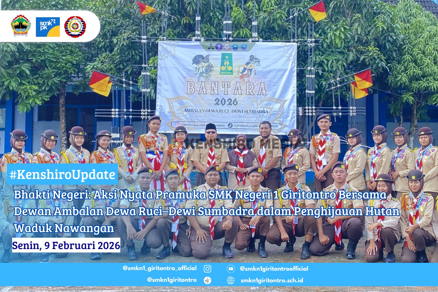 Bhakti Negeri: Aksi Nyata Pramuka SMK Negeri 1 Giritontro Bersama Dewan Ambalan Dewa Ruci–Dewi Sumbadra dalam Penghijauan Hutan Waduk Nawangan
