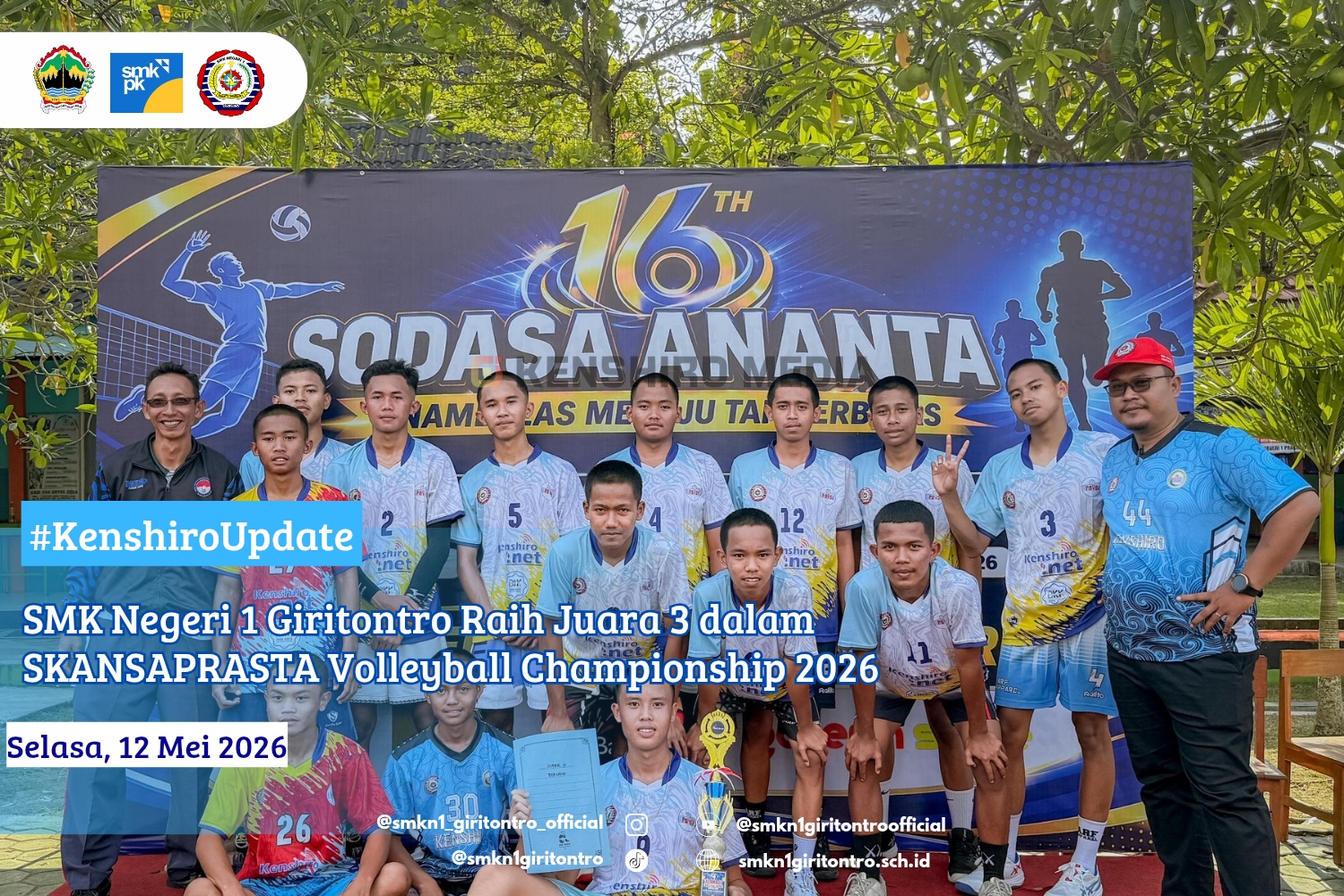 SMK Negeri 1 Giritontro Raih Juara 3 dalam SKANSAPRASTA Volleyball Championship 2026