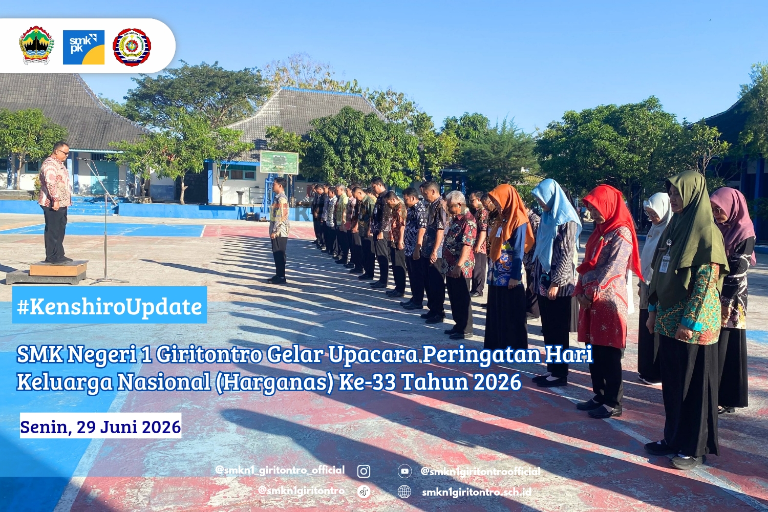 SMK Negeri 1 Giritontro Gelar Upacara Peringatan Hari Keluarga Nasional (Harganas) Ke-33 Tahun 2026