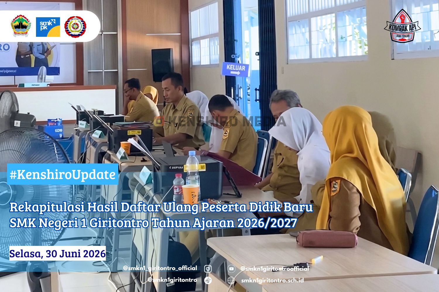Rekapitulasi Hasil Daftar Ulang Peserta Didik Baru SMK Negeri 1 Giritontro Tahun Ajaran 2026/2027