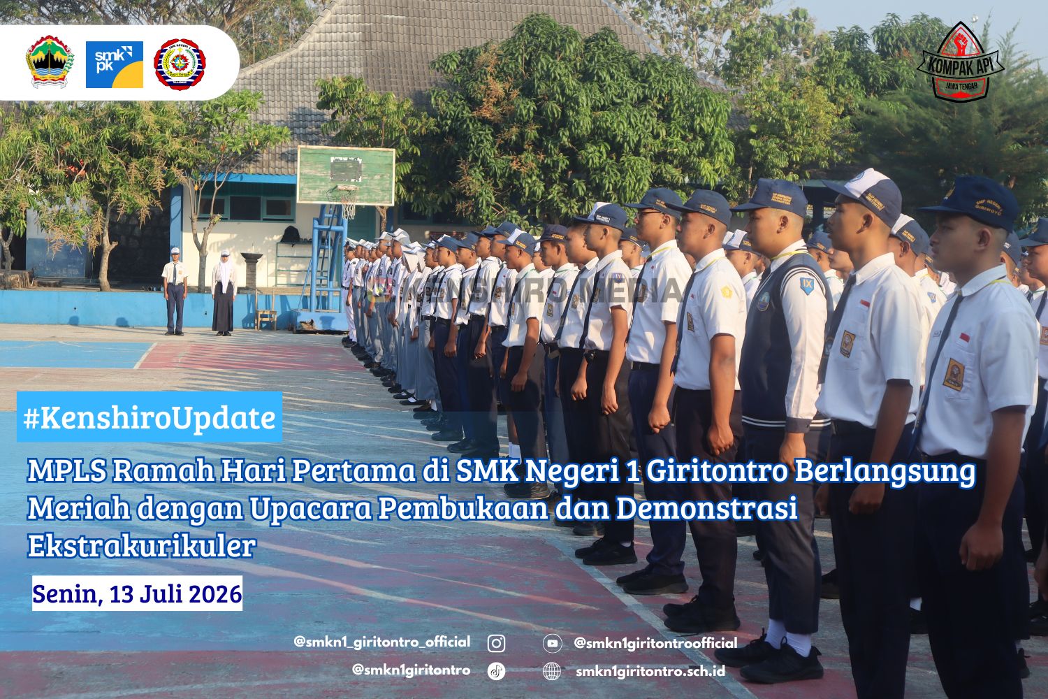 MPLS Ramah Hari Pertama di SMK Negeri 1 Giritontro Berlangsung Meriah dengan Upacara Pembukaan dan Demonstrasi Ekstrakurikuler