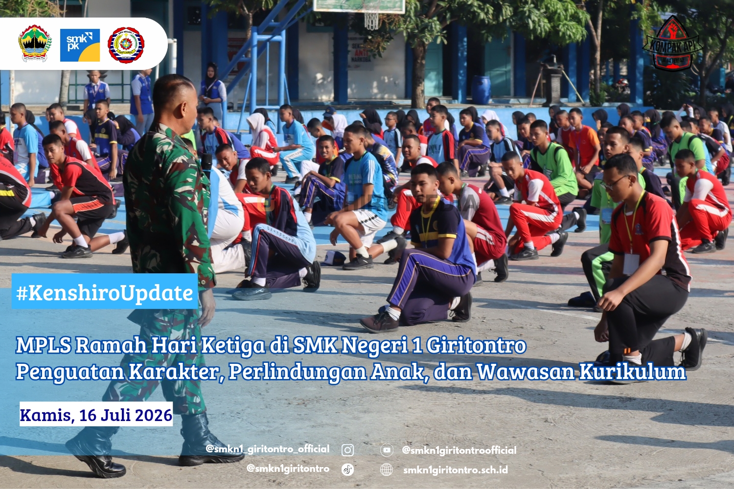 MPLS Ramah Hari Keempat di SMK Negeri 1 Giritontro: Pembinaan Kesamaptaan Tanamkan Disiplin dan Semangat Kebangsaan