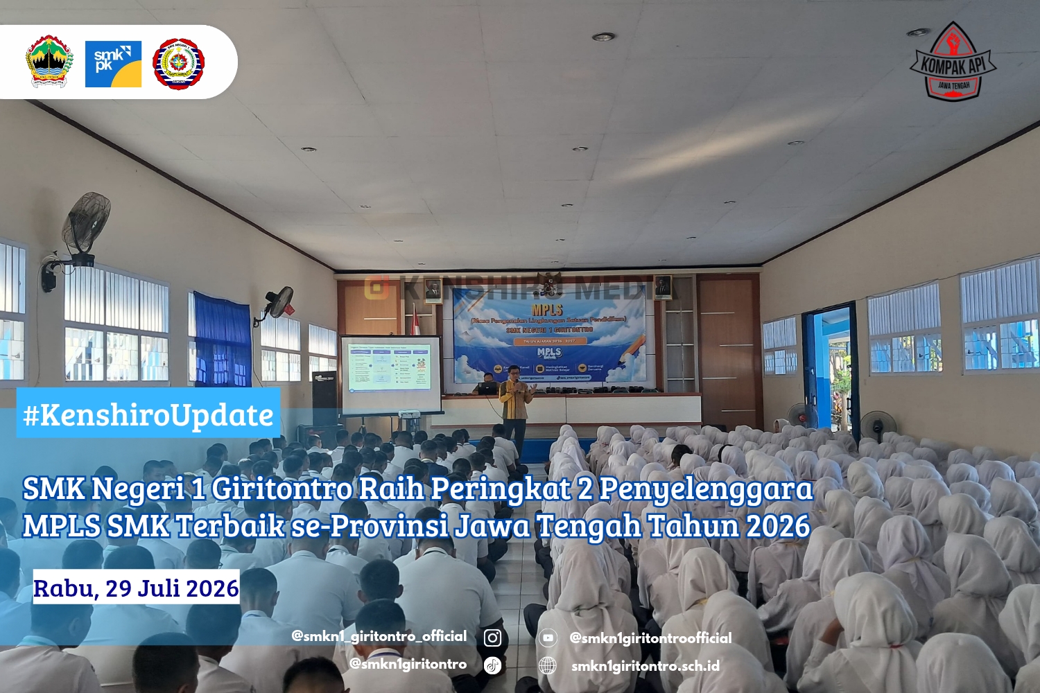 SMK Negeri 1 Giritontro Raih Peringkat 2 Penyelenggara MPLS SMK Terbaik se-Provinsi Jawa Tengah Tahun 2026
